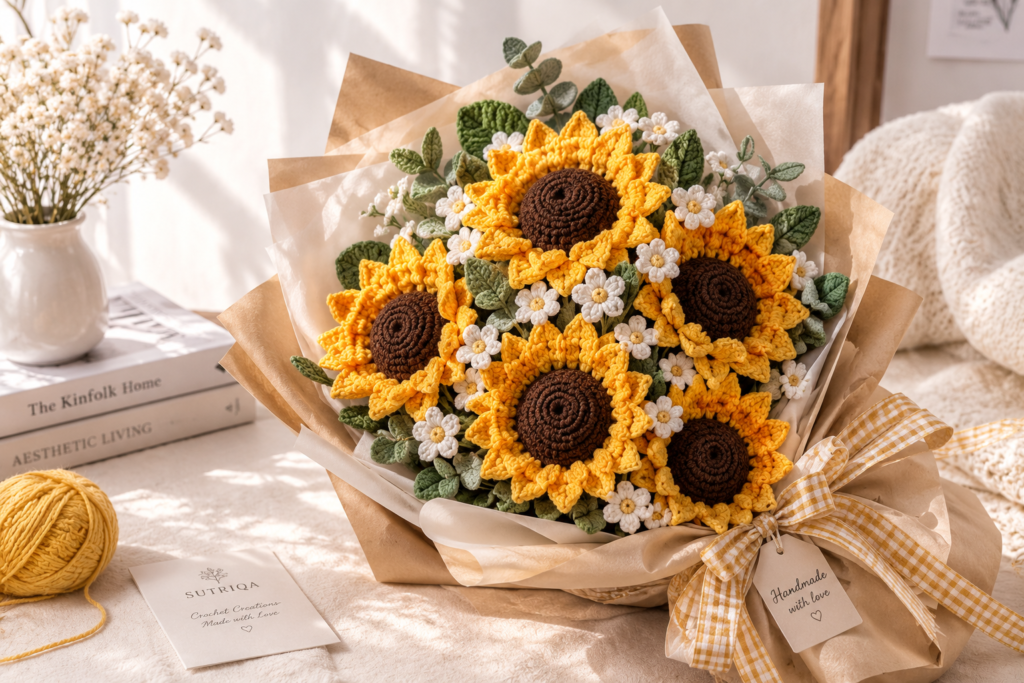 crochet sunflower bouquet
