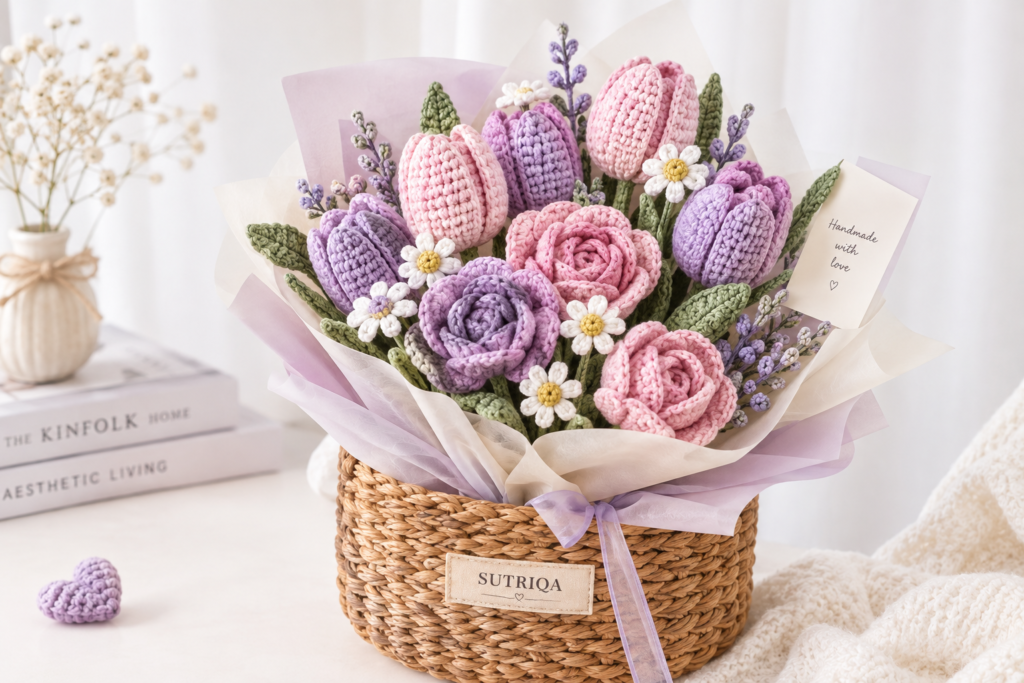 crochet flower basket
